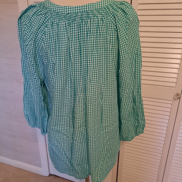 Crown & Ivy gingham peasant top blouse XL *D5 - Picture 5 of 6